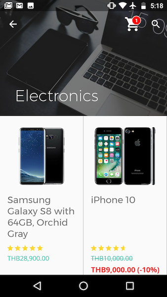 Sample category with collapsing toolbar Sample category